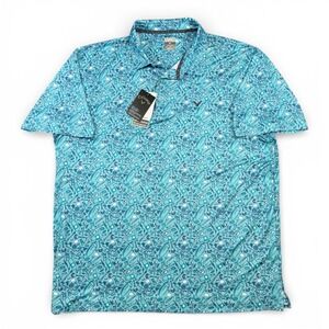 Callaway Opti-Dri Golf Polo Shirt Men's XXL Blue Cocktail Print Short Sleeve 2XL